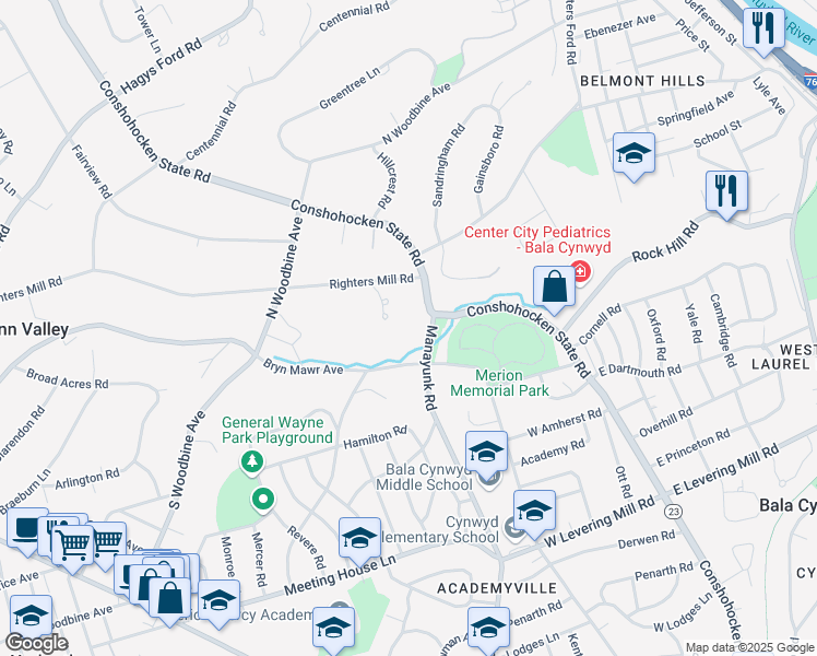 map of restaurants, bars, coffee shops, grocery stores, and more near 774 Conshohocken State Road in Bala Cynwyd