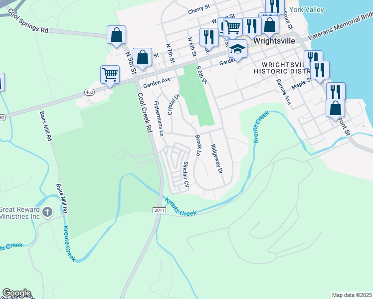 map of restaurants, bars, coffee shops, grocery stores, and more near 167 Cool Creek Manor Drive in Wrightsville