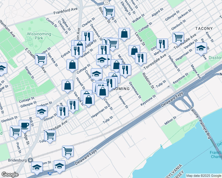 map of restaurants, bars, coffee shops, grocery stores, and more near 6028 Torresdale Avenue in Philadelphia