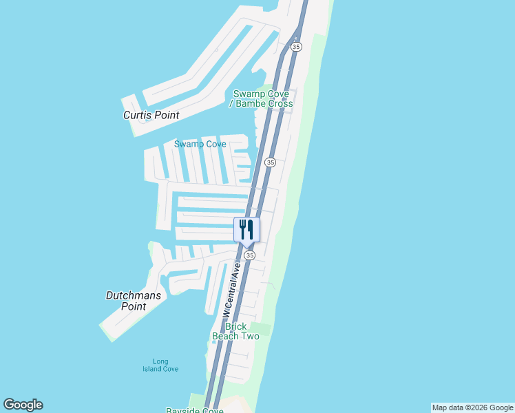 map of restaurants, bars, coffee shops, grocery stores, and more near 247 Grandview Boulevard in Mantoloking