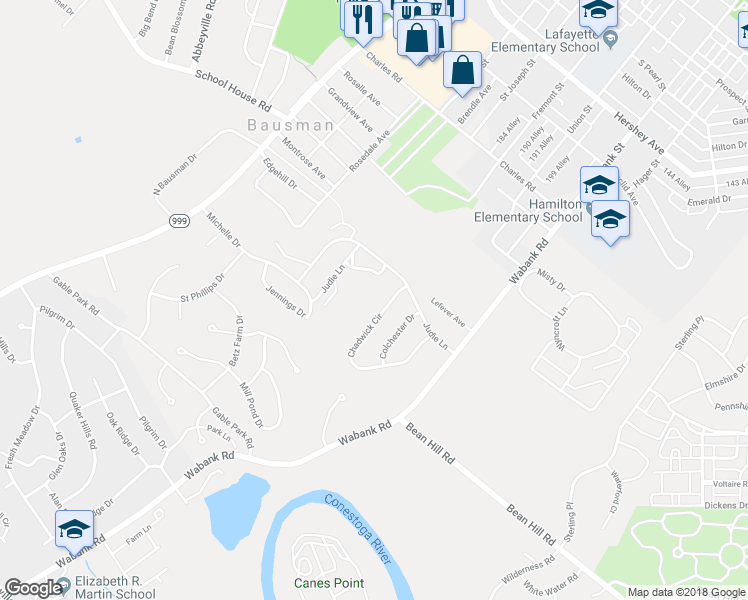 map of restaurants, bars, coffee shops, grocery stores, and more near 1613 Chadwick Circle in Lancaster