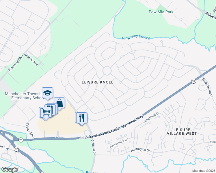 map of restaurants, bars, coffee shops, grocery stores, and more near 28 Oakham Row in Manchester Township