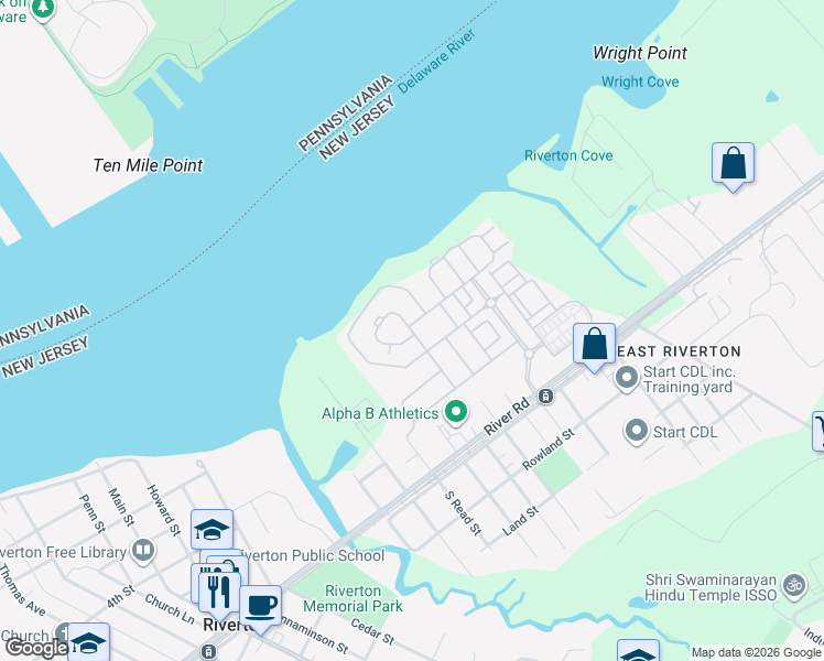 map of restaurants, bars, coffee shops, grocery stores, and more near 212 Helen Drive in Cinnaminson