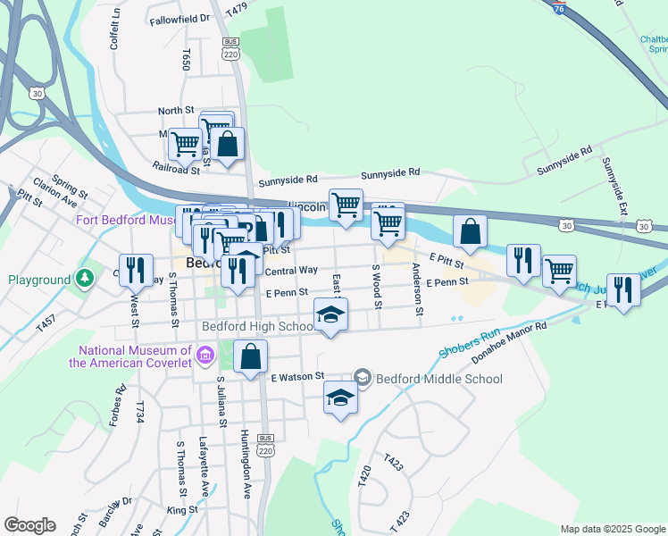 map of restaurants, bars, coffee shops, grocery stores, and more near 398 E Central Way in Bedford