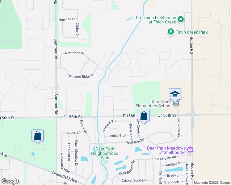 map of restaurants, bars, coffee shops, grocery stores, and more near 15776 Wescott Drive in Noblesville