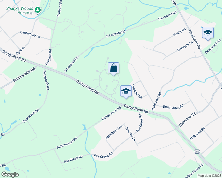 map of restaurants, bars, coffee shops, grocery stores, and more near 174 Little Turtle Way in Berwyn