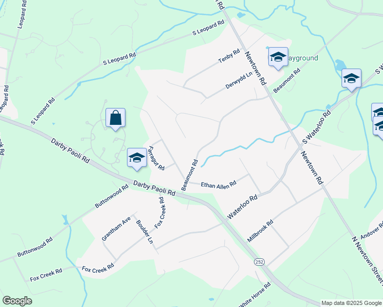 map of restaurants, bars, coffee shops, grocery stores, and more near 1064 Beaumont Road in Berwyn
