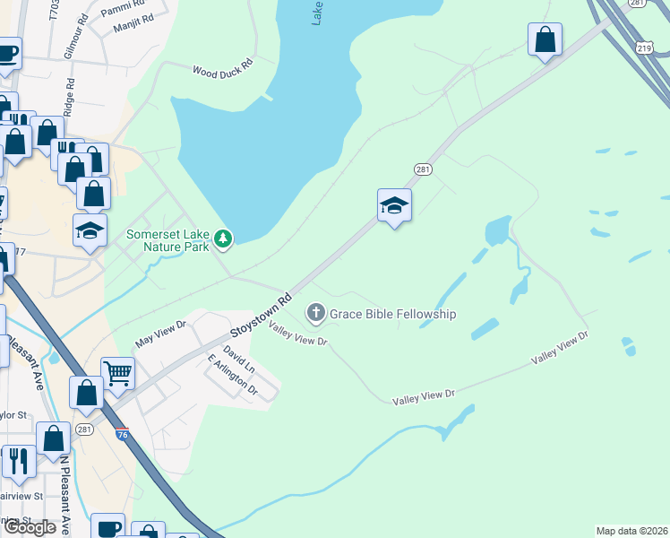 map of restaurants, bars, coffee shops, grocery stores, and more near 181 Arcadia Street in Somerset