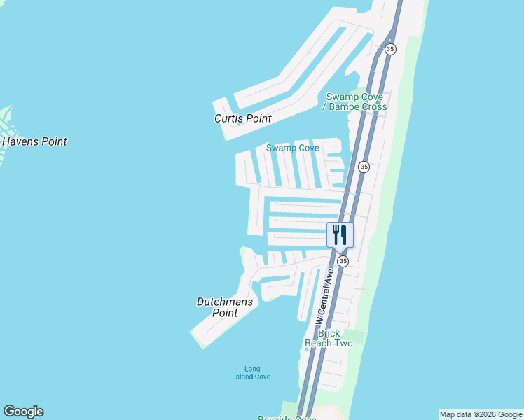 map of restaurants, bars, coffee shops, grocery stores, and more near 348 Bay Lane in Mantoloking