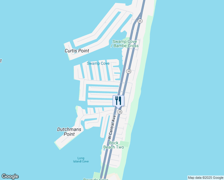 map of restaurants, bars, coffee shops, grocery stores, and more near 307 Cutter Ln in Mantoloking