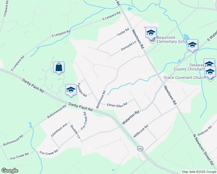 map of restaurants, bars, coffee shops, grocery stores, and more near 1061 Beaumont Road in Berwyn