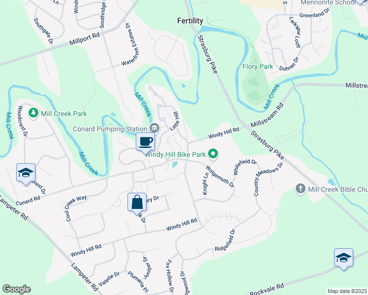 map of restaurants, bars, coffee shops, grocery stores, and more near 21 Upper Green in Lancaster