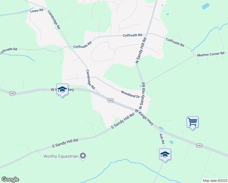 map of restaurants, bars, coffee shops, grocery stores, and more near 110 Woodland Drive in Coatesville
