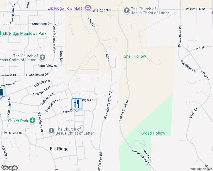 map of restaurants, bars, coffee shops, grocery stores, and more near 549 North Loafer Canyon Road in Payson
