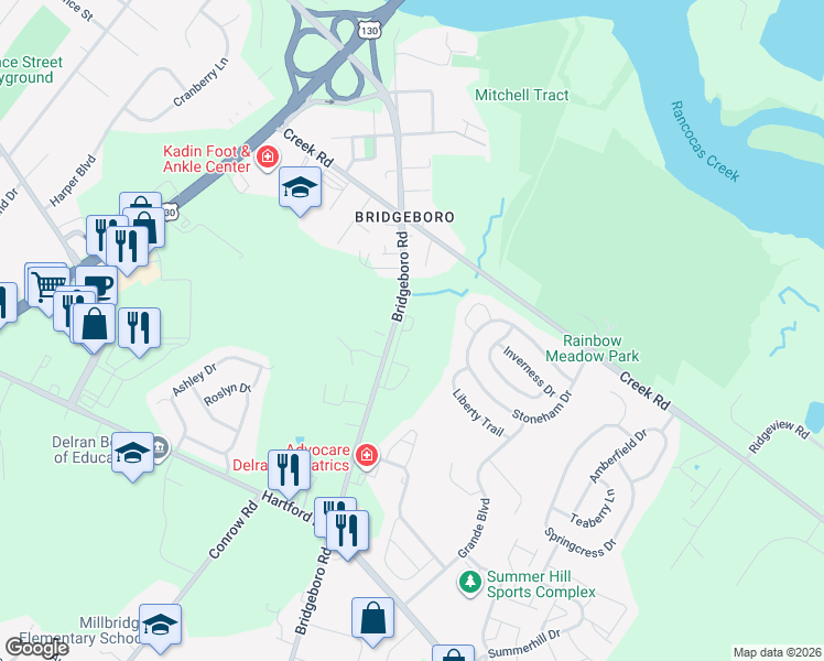 map of restaurants, bars, coffee shops, grocery stores, and more near 301 Nicholas Drive in Riverside