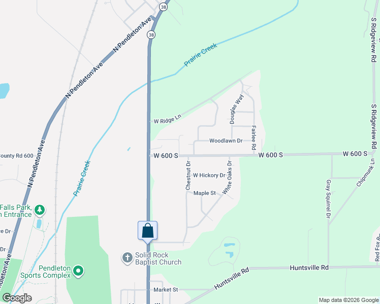 map of restaurants, bars, coffee shops, grocery stores, and more near 2814 West 600 South in Anderson