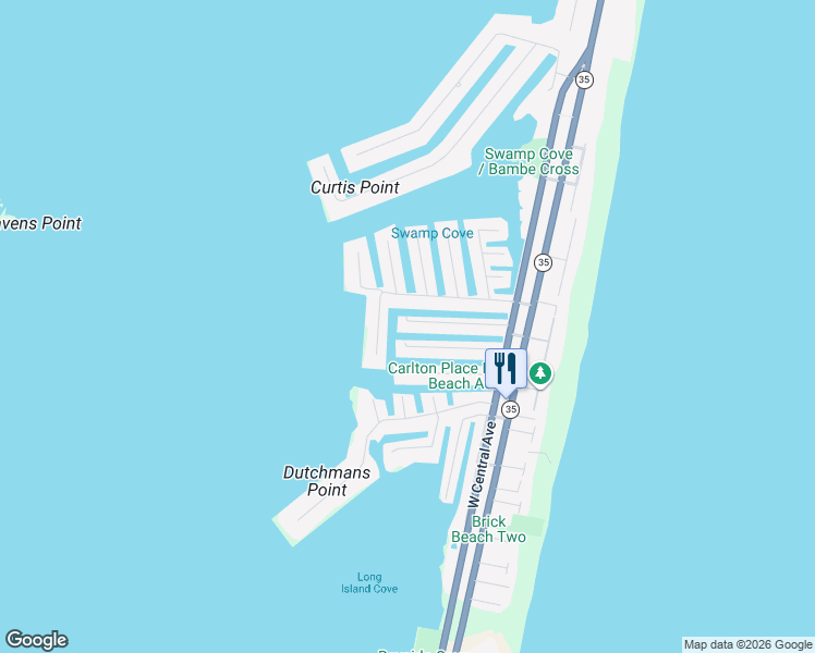 map of restaurants, bars, coffee shops, grocery stores, and more near 331 Cutter Lane in Mantoloking