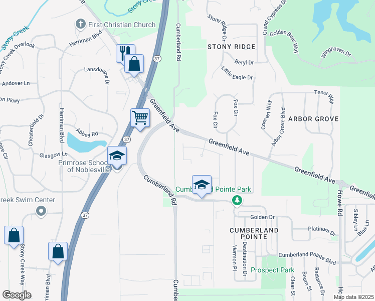 map of restaurants, bars, coffee shops, grocery stores, and more near 15780 Exploration Boulevard in Noblesville