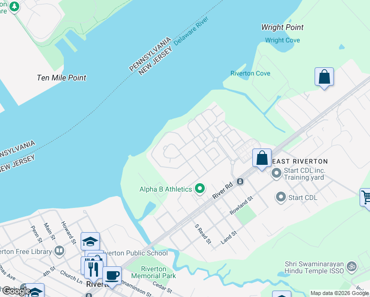 map of restaurants, bars, coffee shops, grocery stores, and more near 212 Helen Drive in Cinnaminson