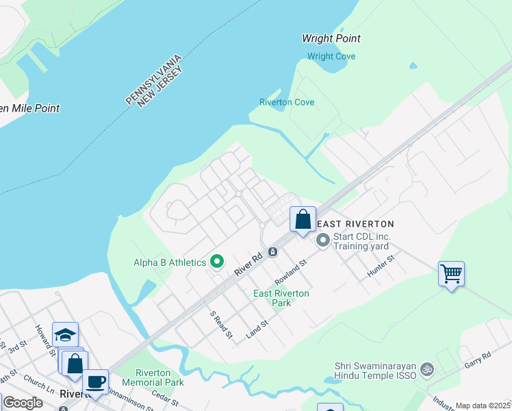 map of restaurants, bars, coffee shops, grocery stores, and more near 902 Camelot Court in Cinnaminson