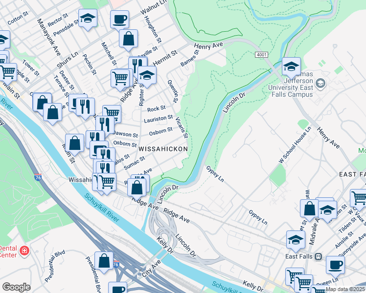 map of restaurants, bars, coffee shops, grocery stores, and more near 273 Rochelle Avenue in Philadelphia