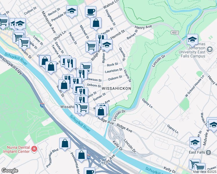 map of restaurants, bars, coffee shops, grocery stores, and more near 238 Kalos Street in Philadelphia