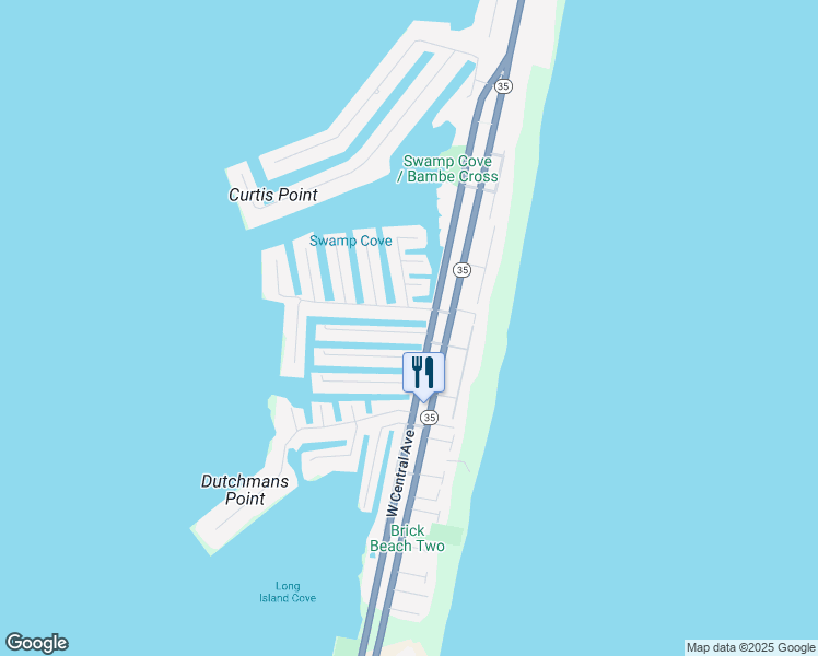 map of restaurants, bars, coffee shops, grocery stores, and more near 307 Cutter Lane in Mantoloking