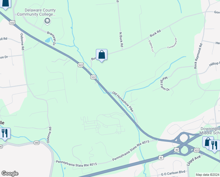 map of restaurants, bars, coffee shops, grocery stores, and more near 859 Horseshoe Pike in Downingtown