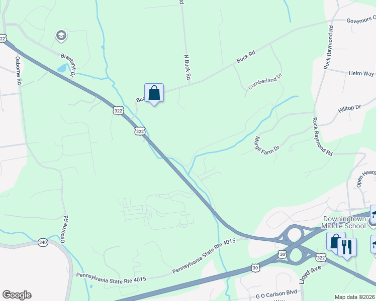 map of restaurants, bars, coffee shops, grocery stores, and more near 857 Horseshoe Pike in Downingtown