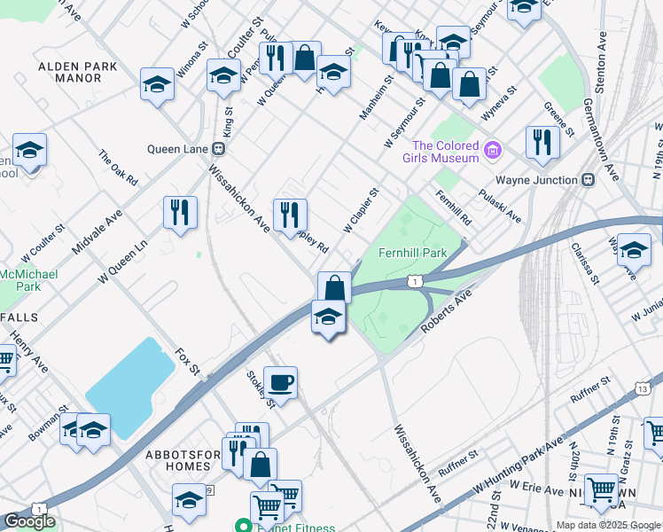 map of restaurants, bars, coffee shops, grocery stores, and more near 558 West Clapier Street in Philadelphia