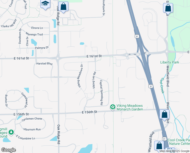 map of restaurants, bars, coffee shops, grocery stores, and more near 15706 Viking Commander Way in Westfield
