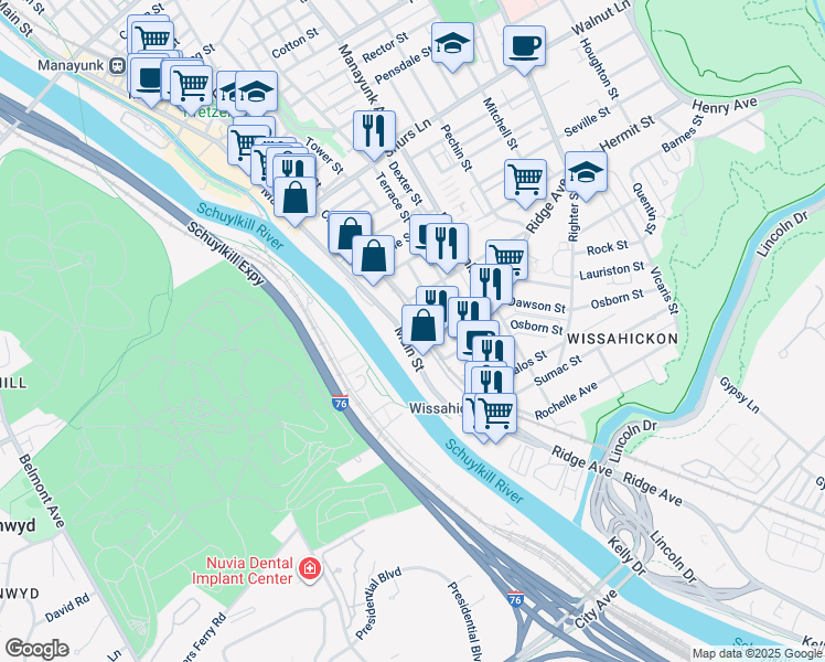 map of restaurants, bars, coffee shops, grocery stores, and more near 3780 Cresson St in Philadelphia