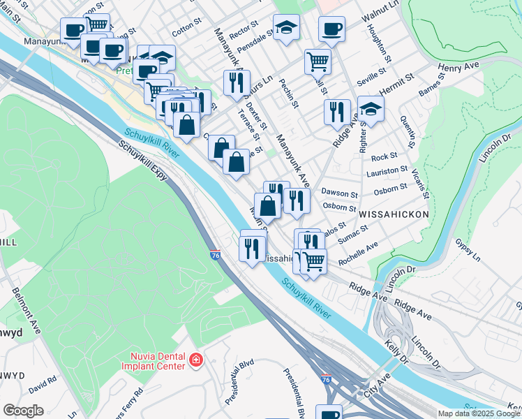 map of restaurants, bars, coffee shops, grocery stores, and more near 3780 Cresson Street in Philadelphia