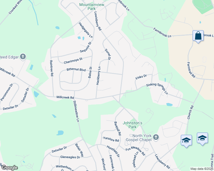 map of restaurants, bars, coffee shops, grocery stores, and more near 936 Ironwood Way in York