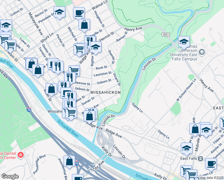map of restaurants, bars, coffee shops, grocery stores, and more near 232 Sumac Street in Philadelphia