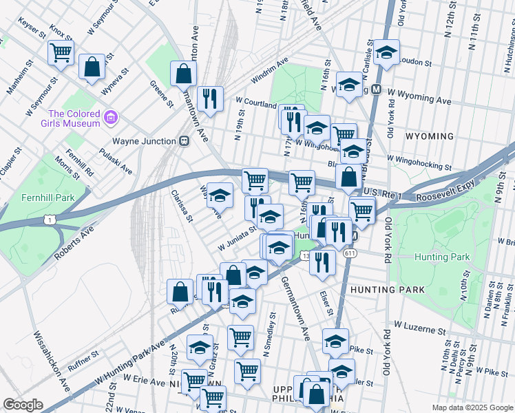 map of restaurants, bars, coffee shops, grocery stores, and more near 4231 Germantown Avenue in Philadelphia