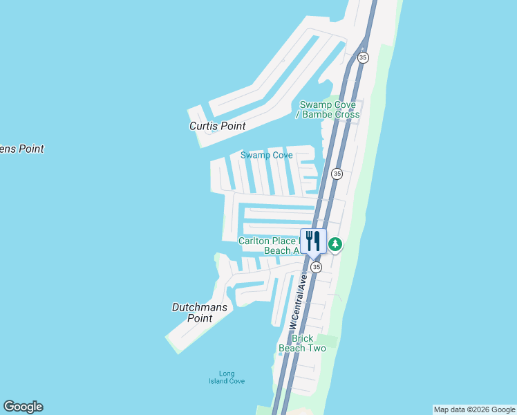 map of restaurants, bars, coffee shops, grocery stores, and more near 331 Cutter Lane in Mantoloking