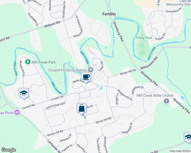 map of restaurants, bars, coffee shops, grocery stores, and more near 25 Middle Green in Lancaster