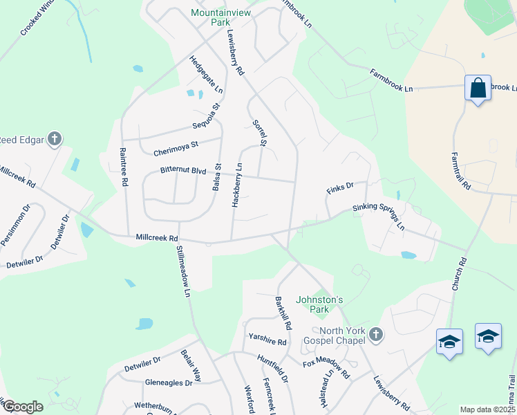 map of restaurants, bars, coffee shops, grocery stores, and more near 936 Ironwood Way in York