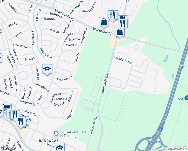 map of restaurants, bars, coffee shops, grocery stores, and more near 69 Alexander Way in Westampton Township