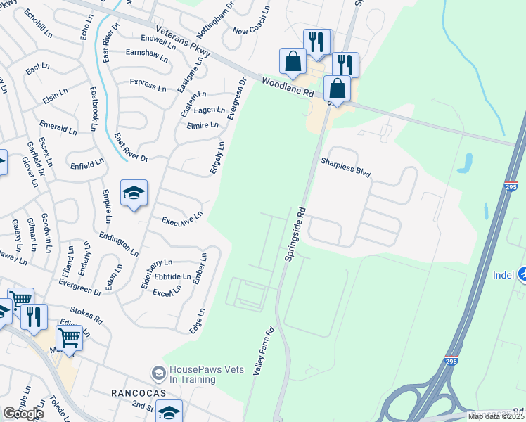 map of restaurants, bars, coffee shops, grocery stores, and more near 67 Alexander Way in Westampton Township