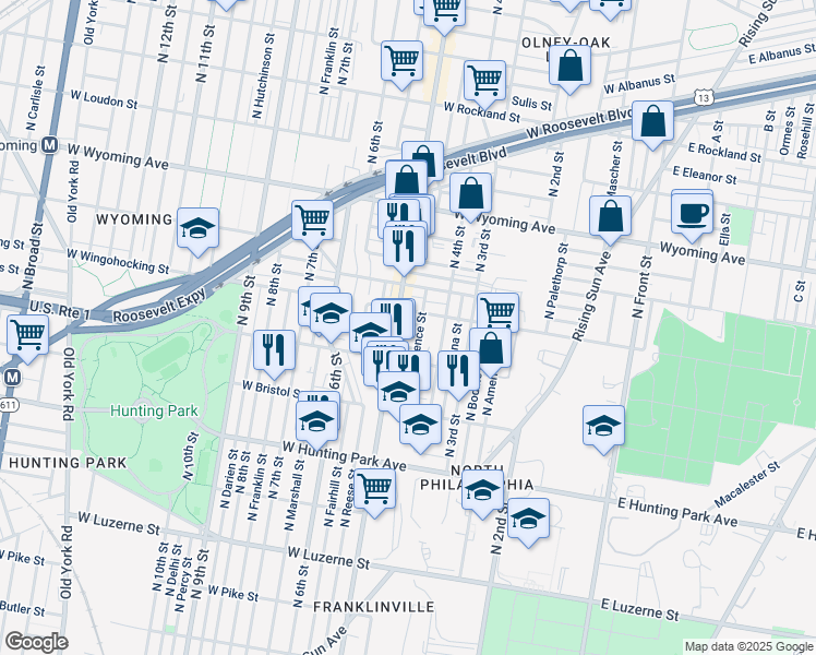 map of restaurants, bars, coffee shops, grocery stores, and more near 442 Caskey Street in Philadelphia