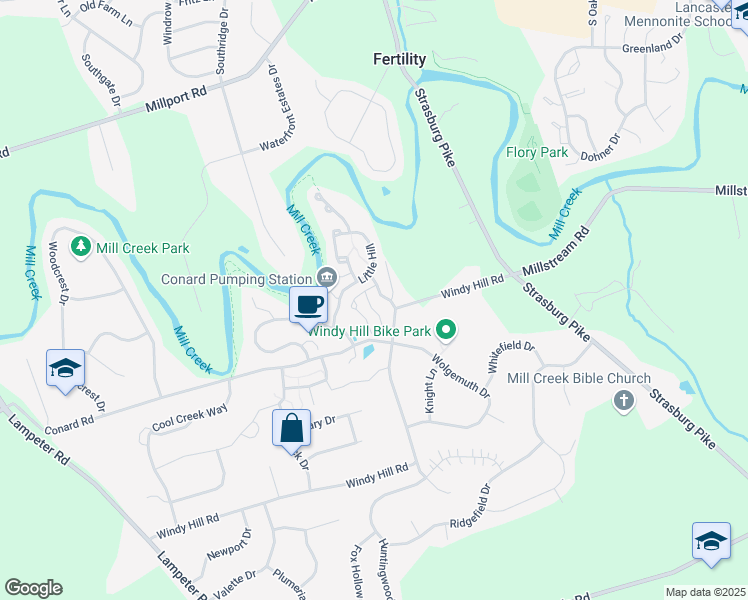 map of restaurants, bars, coffee shops, grocery stores, and more near 7 Upper Green in Lancaster