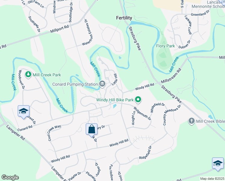 map of restaurants, bars, coffee shops, grocery stores, and more near 4 Upper Green in Lancaster