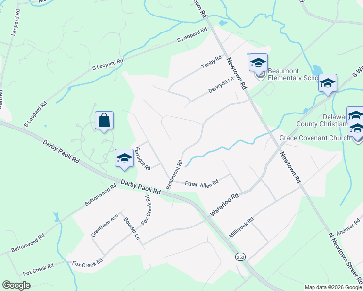 map of restaurants, bars, coffee shops, grocery stores, and more near 1061 Beaumont Road in Berwyn
