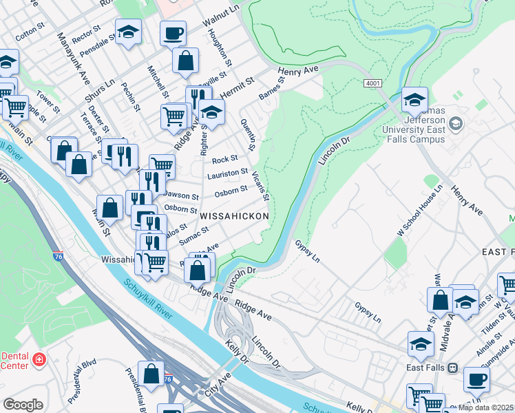 map of restaurants, bars, coffee shops, grocery stores, and more near 252 Sumac Street in Philadelphia