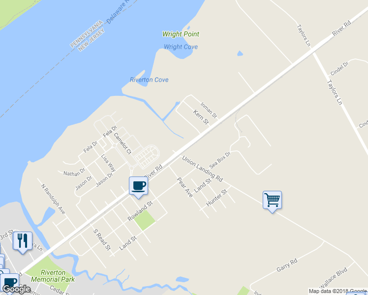 map of restaurants, bars, coffee shops, grocery stores, and more near 2005 Broad Street in Riverton