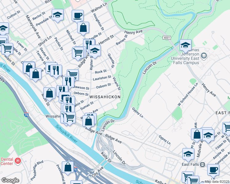 map of restaurants, bars, coffee shops, grocery stores, and more near 252 Sumac Street in Philadelphia