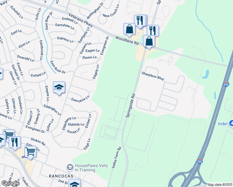 map of restaurants, bars, coffee shops, grocery stores, and more near 75 Alexander Way in Westampton Township