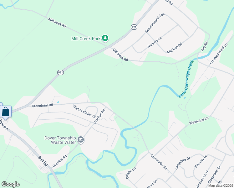 map of restaurants, bars, coffee shops, grocery stores, and more near 2025 Greenbriar Rd in York